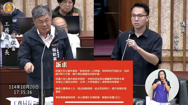 漾新聞|大型公園治安成隱憂　林智鴻籲導入AI監控並普設AED