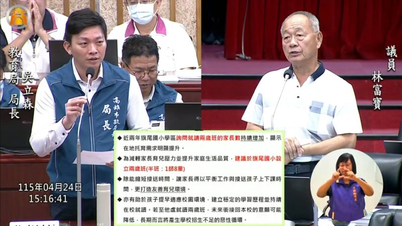 漾新聞｜旗尾國小缺兩歲專班　林富寶力爭設立減輕家長負擔