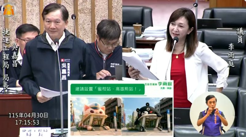 漾新聞|當高雄的捷運站變成這樣？李雨庭質詢提蜜柑站高雄熊站 盼捷運變城市打卡亮點