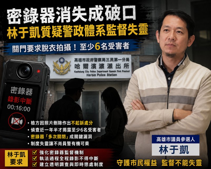 漾新聞｜員警涉不當拍報案人私密處惹議 林于凱質疑密錄器監督失靈成破口