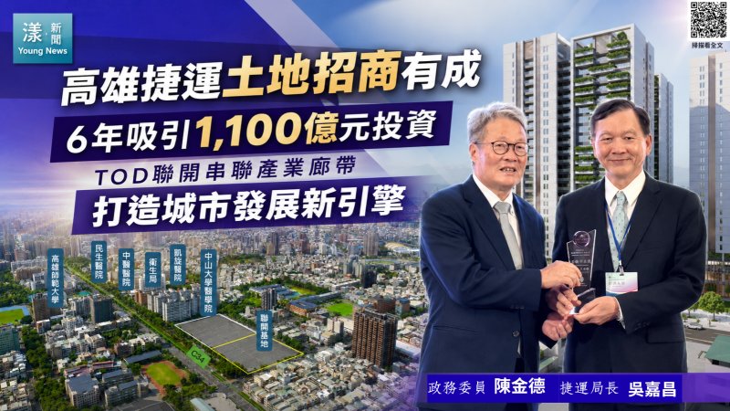 漾新聞｜高雄捷運招商6年吸金1100億　TOD聯開挹注660億打造城市新引擎 