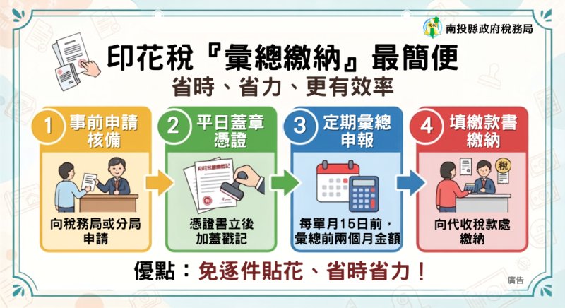 漾新聞｜印花稅免逐件貼花！南投稅務局推「彙總繳納」　省時便利業者輕鬆辦