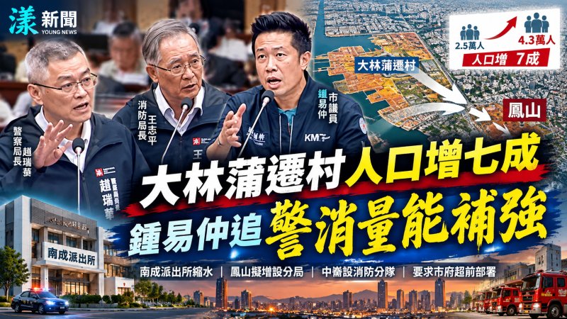 大林蒲遷村鳳山人口增七成　鍾易仲追警消量能補強建議新增一分局