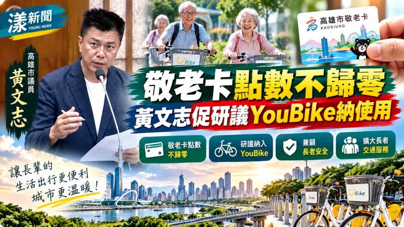 爭取敬老卡點數不歸零　黃文志再促研議YouBike納使用
