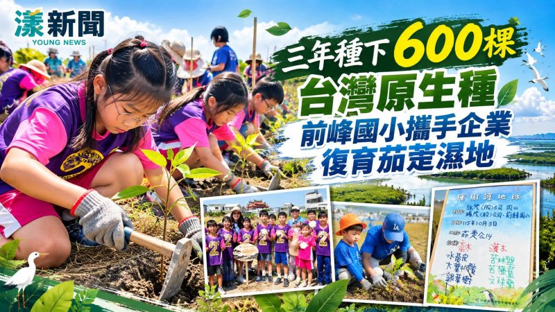 前峰國小三年種600棵原生植物　師生復育茄萣濕地