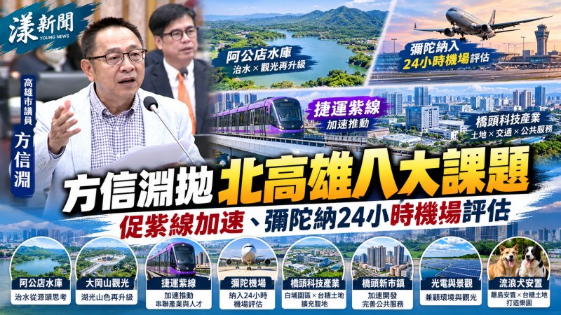 漾新聞｜方信淵拋北高雄八大課題　促紫線加速、彌陀納24小時機場評估