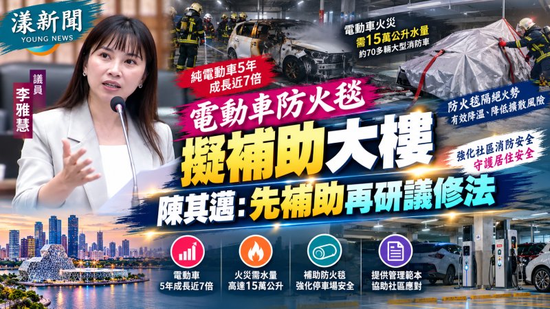 電動車防火毯擬補助大樓　陳其邁允先補助再研議修法