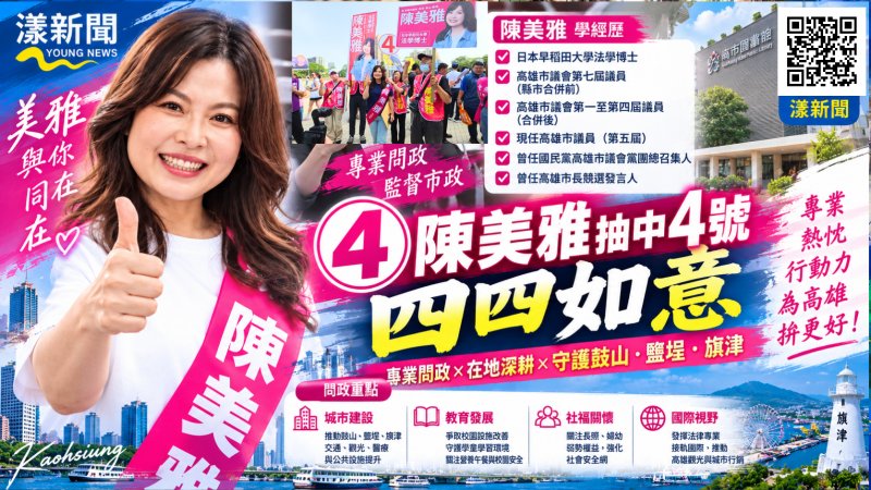 陳美雅抽中4號喊四四如意　五連霸拚六連任