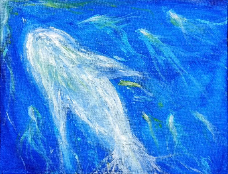 圖／從與個案深刻對話中情感堆疊的情緒，轉化的創作，劉柱均靈動畫更顯張力。(劉柱均提供)