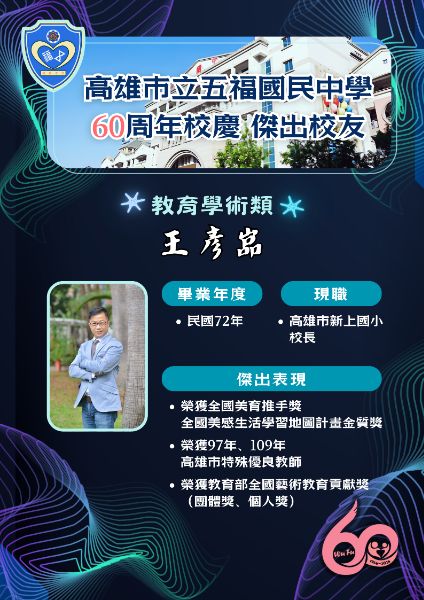 第七屆傑出校友教育學術類:新上國小校長王彥喦。(漾新聞記者陳雯萍翻攝) 第七屆傑出校友教育學術類:新上國小校長王彥喦。(漾新聞記者陳雯萍翻攝)