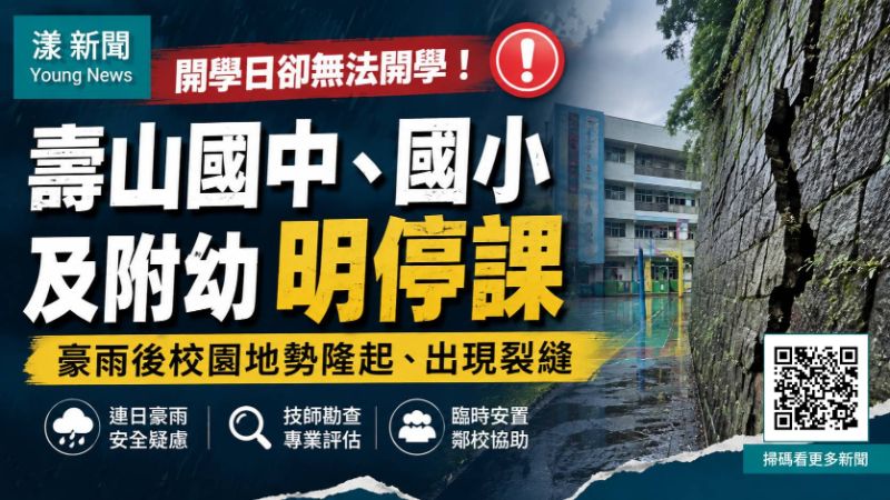 漾新聞|開學日卻無法開學!壽山校園豪雨後地勢隆起裂縫 國中小幼明停課 17570 漾新聞|開學日卻無法開學!壽山校園豪雨後地勢隆起裂縫 國中小幼明停課 17570