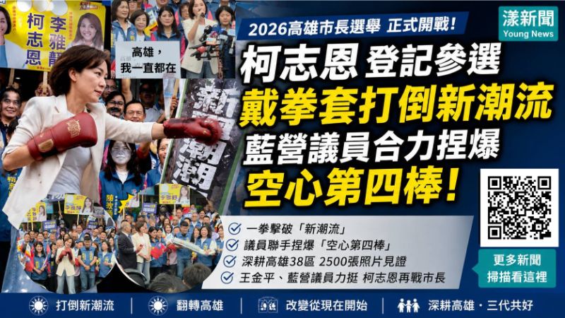 漾新聞｜柯志恩登記參選戴拳套「打倒新潮流」　藍營議員合力捏爆「空心第四棒」   17674
