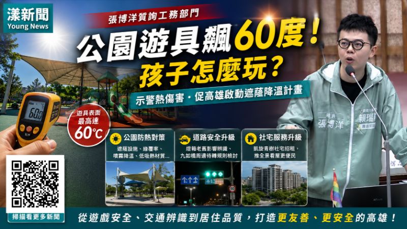 漾新聞｜公園遊具飆60度！張博洋示警孩童熱傷害　促高雄啟動遮蔭降溫計畫  17708