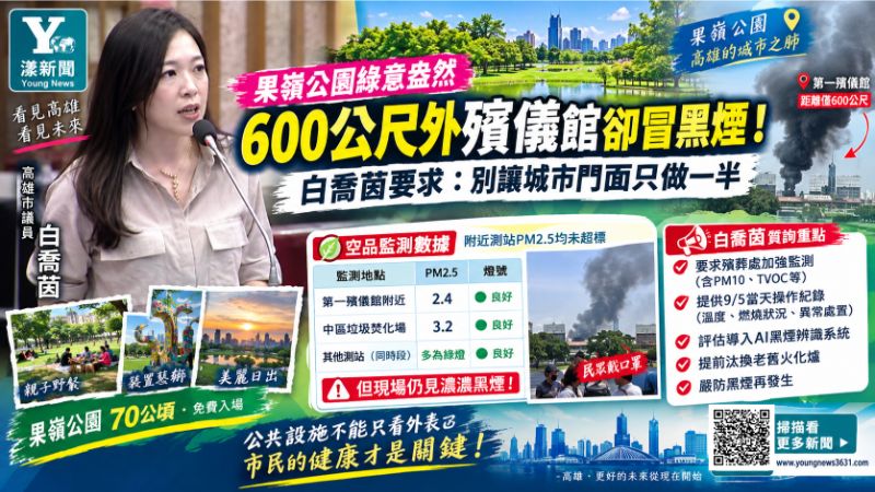 漾新聞｜果嶺公園美如畫　600公尺外殯儀館卻冒黑煙　白喬茵追問：城市門面不能只做一半   封面17812