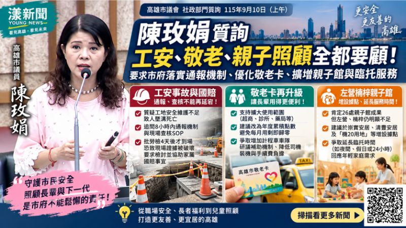 漾新聞|工安事故「四天後才查?」陳玫娟緊盯國賠爭議 敬老卡、親子臨托也追到底 https://www.youngnews3631.com/news_detail.php?NewsID=17882 漾新聞|工安事故「四天後才查?」陳玫娟緊盯國賠爭議 敬老卡、親子臨托也追到底 https://www.youngnews3631.com/news_detail.php?NewsID=17882