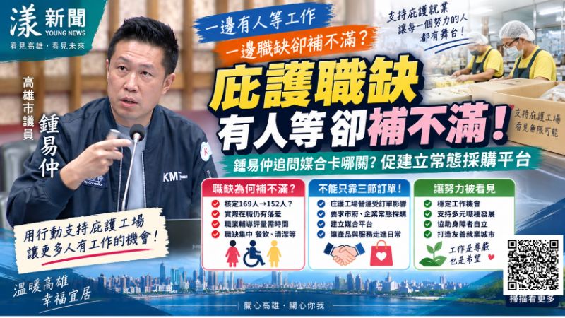 漾新聞|庇護工場有人等、職缺卻補不滿 鍾易仲追問媒合卡哪關? https://www.youngnews3631.com/news_detail.php?NewsID=17894 漾新聞|庇護工場有人等、職缺卻補不滿 鍾易仲追問媒合卡哪關? https://www.youngnews3631.com/news_detail.php?NewsID=17894