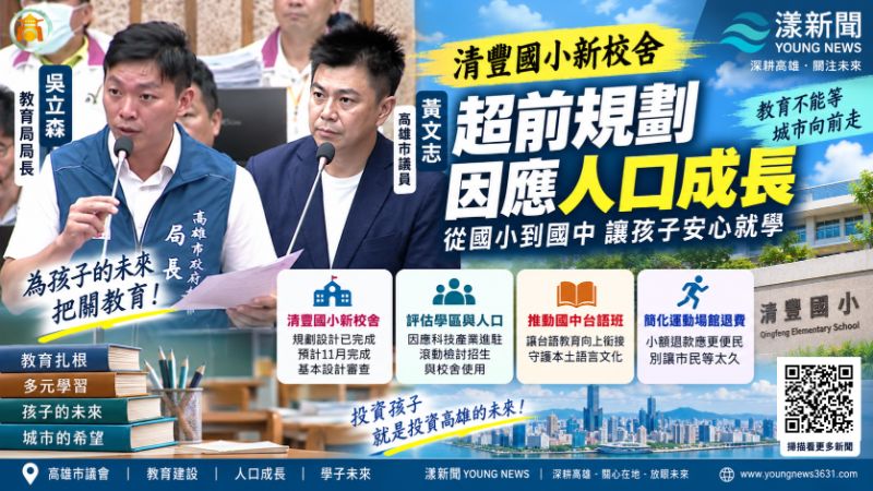 漾新聞|黃文志盯清豐國小新校 催生高雄首個國中台語班 https://youngnews3631.com/news_detail.php?NewsID=18018 漾新聞|黃文志盯清豐國小新校 催生高雄首個國中台語班 https://youngnews3631.com/news_detail.php?NewsID=18018