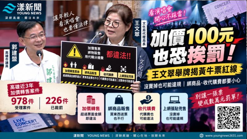 漾新聞|演唱會票加價100元也恐觸法 王文翠舉牌教你避踩黃牛紅線 https://youngnews3631.com/news_detail.php?NewsID=18025 漾新聞|演唱會票加價100元也恐觸法 王文翠舉牌教你避踩黃牛紅線 https://youngnews3631.com/news_detail.php?NewsID=18025