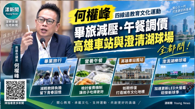 漾新聞|何權峰四線追教育文化運動 畢旅減壓、午餐調價、高雄車站與澄清湖球場全都問 https://www.youngnews3631.com/news_detail.php?NewsID=18051 漾新聞|何權峰四線追教育文化運動 畢旅減壓、午餐調價、高雄車站與澄清湖球場全都問 https://www.youngnews3631.com/news_detail.php?NewsID=18051
