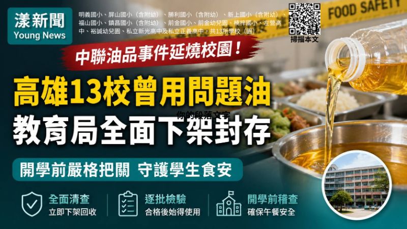 漾新聞｜中聯油品風暴燒進校園　高雄13校曾用問題油　教育局全面下架封存