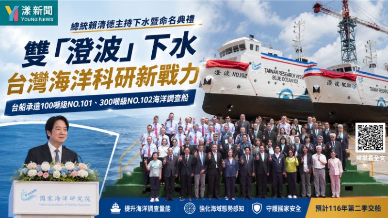 漾新聞｜賴清德主持雙澄波下水　打造台灣海洋科研新戰力 
