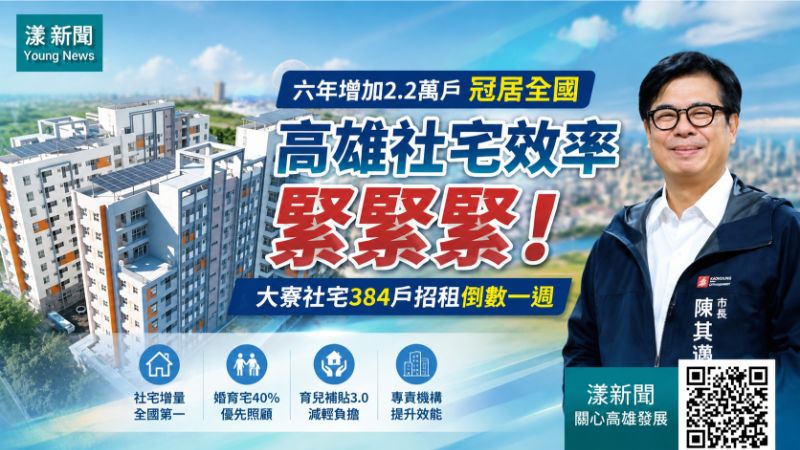 漾新聞｜高雄社宅六年增2.2萬戶冠全國　大寮384戶招租倒數