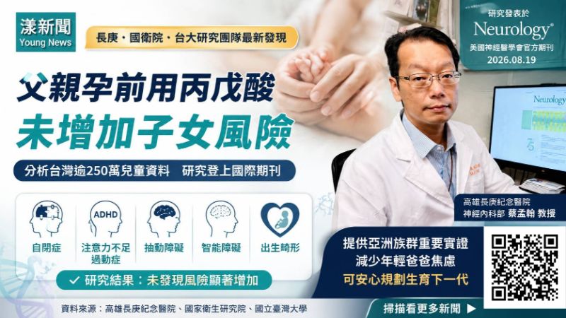 漾新聞｜250萬兒童研究揭密　父親孕前用丙戊酸未見子女風險增加